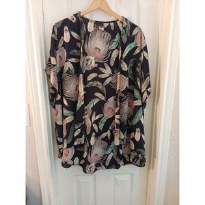 Women's I ❤️ Joah Boho Feather Print Lightweight Cardigan Small